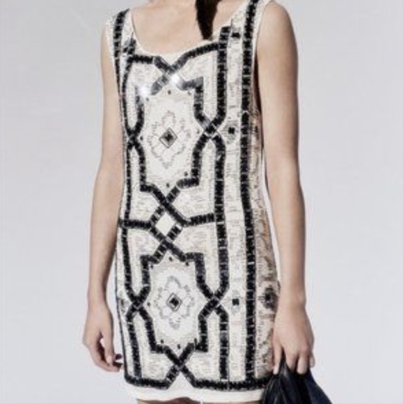 FREE PEOPLE* Speak Easy mini dress beaded and sequined open back sleeveless - Picture 4 of 14